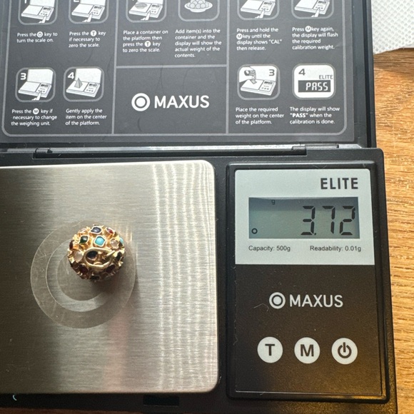 VINTAGE 3-DIMENSION 14K GOLD MULTI-COLOR ‘SPUTNIK’ SPHERE CHARM/PENDANT-EUROPEAN - Picture 10 of 12